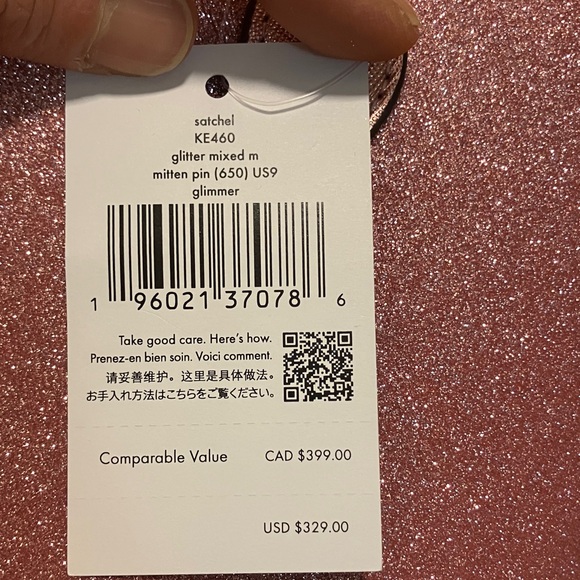 NWT Kate Spade Pink Glitter Glimmer small zip satchel Crossbody Bag - Picture 10 of 10